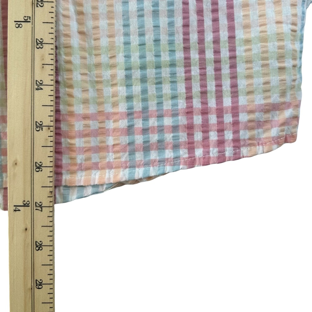 LL Bean Spring Plaid Women's Easter Button Up Blouse Cottagecore Gingham 2X - Picture 6 of 7